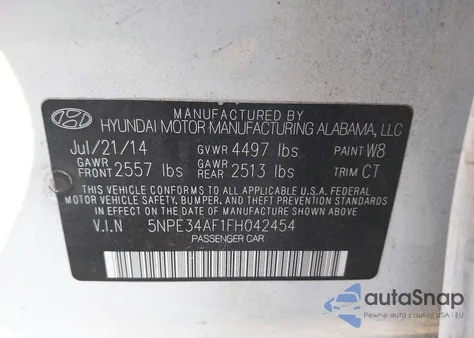 2015 Hyundai Sonata Sport z USA, uszkodzony, nr VIN 5NPE34AF1FH042454